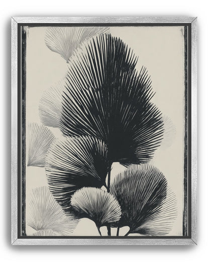 Fan fronds in ink shadow