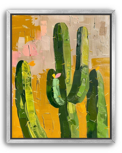 Cactus forms within ochre field