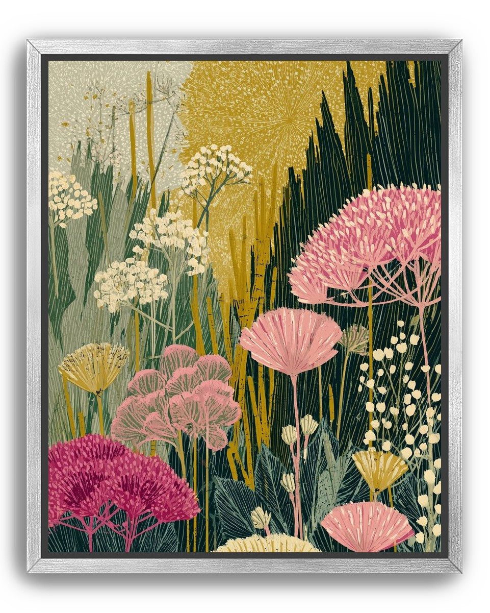 Wildflowers pressing into dusk
