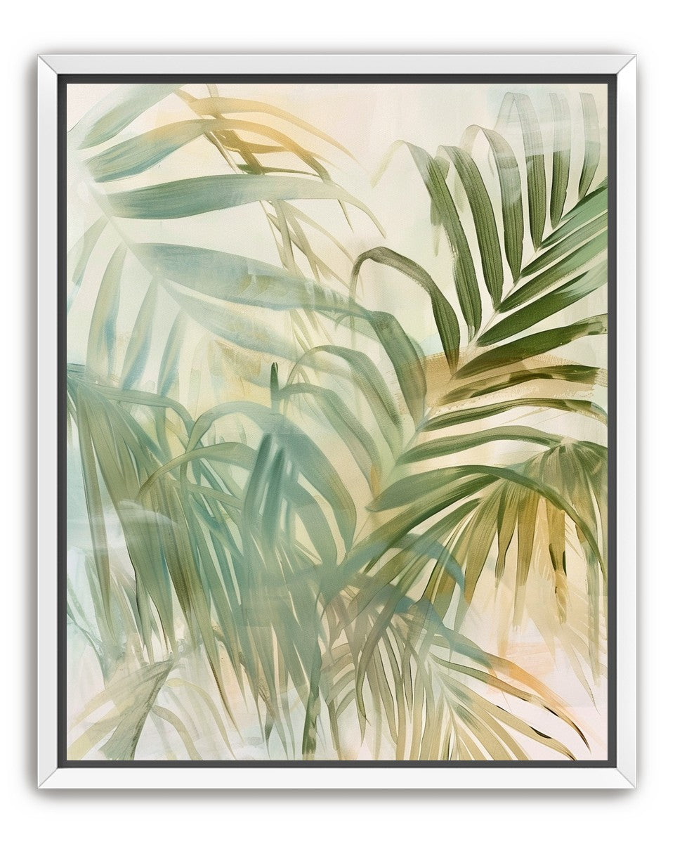Palm leaves in pale wash