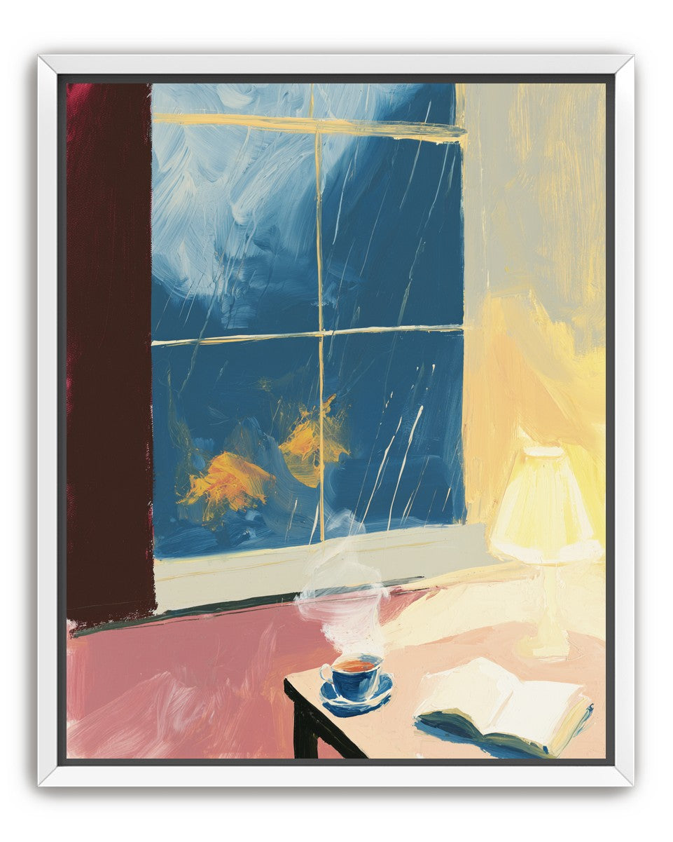 Lamplight on the rainy window