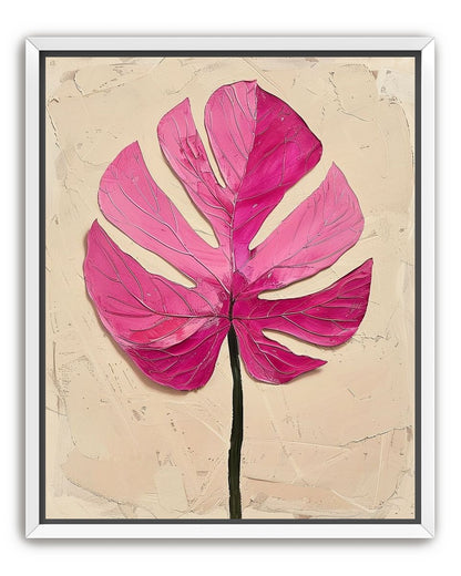 Pink leaf on plaster white
