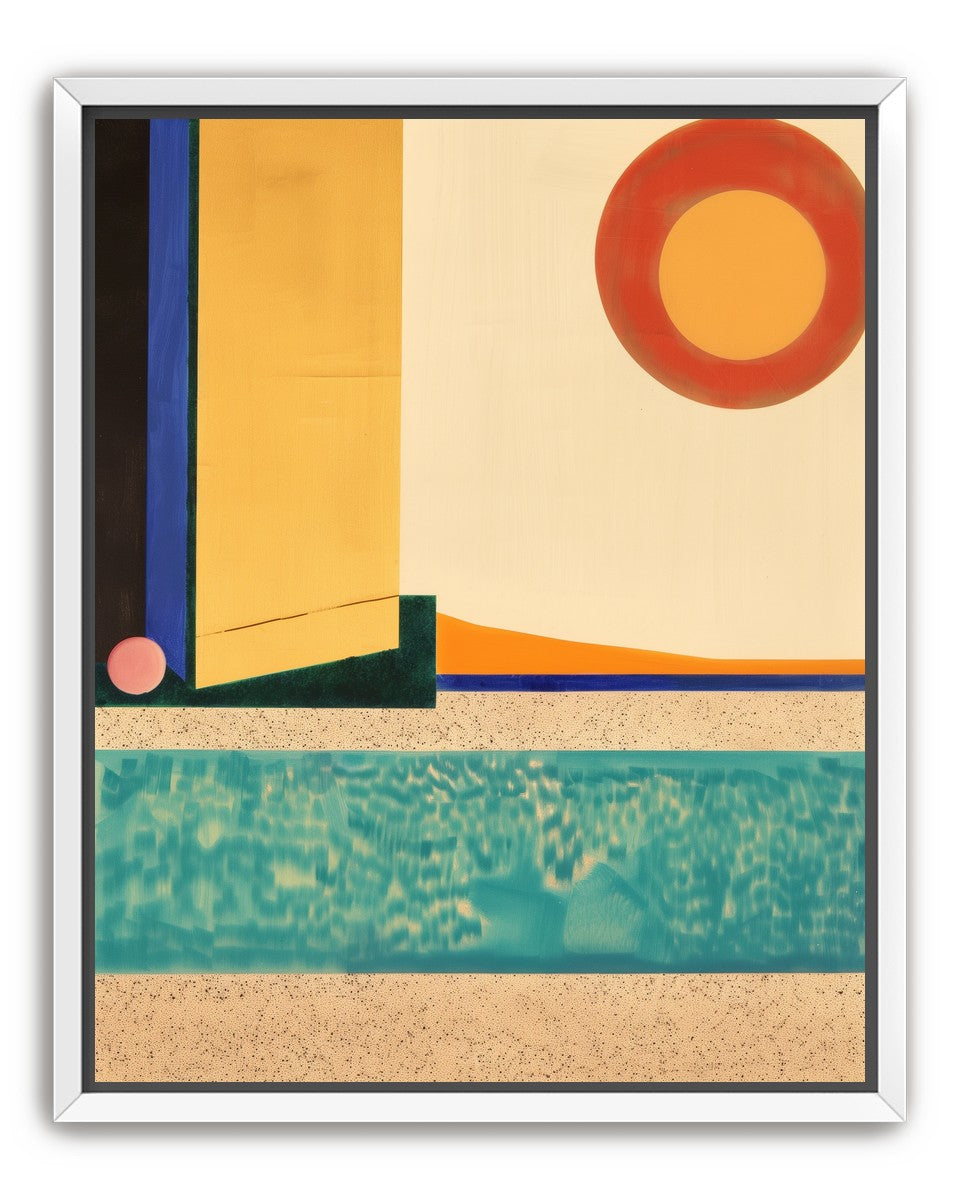 Red sun over turquoise water