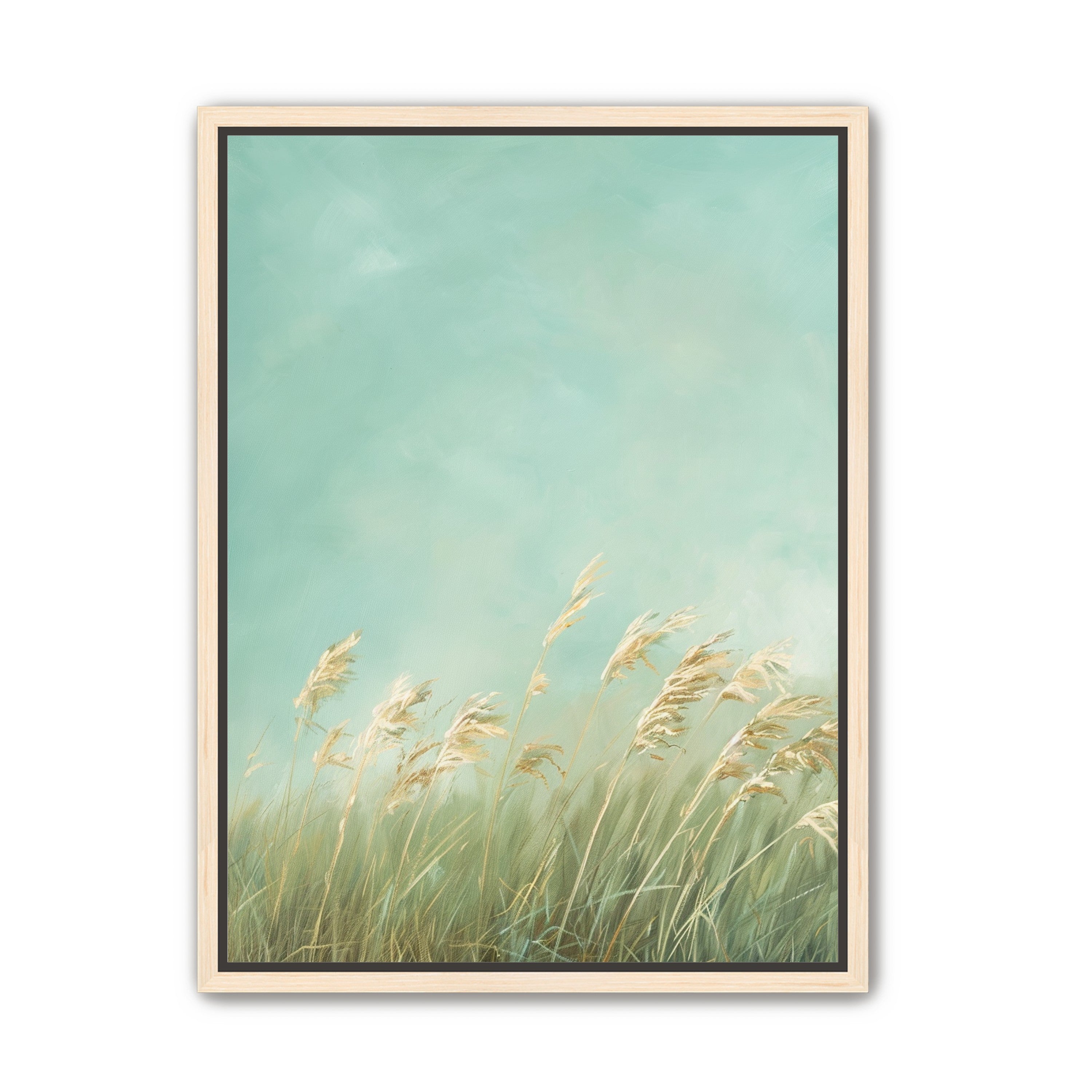 Turquoise sky over pale grass