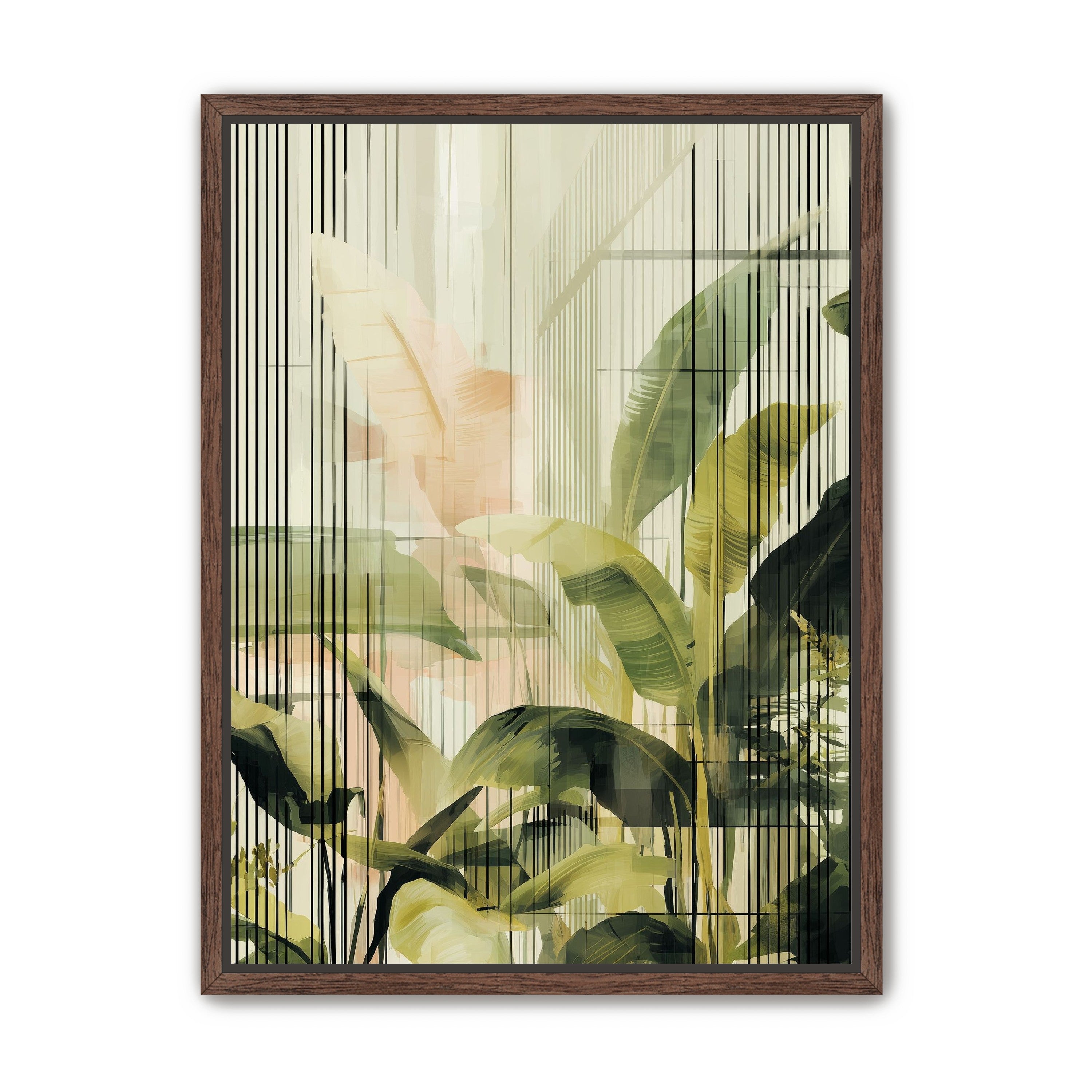 Green leaves in peach light