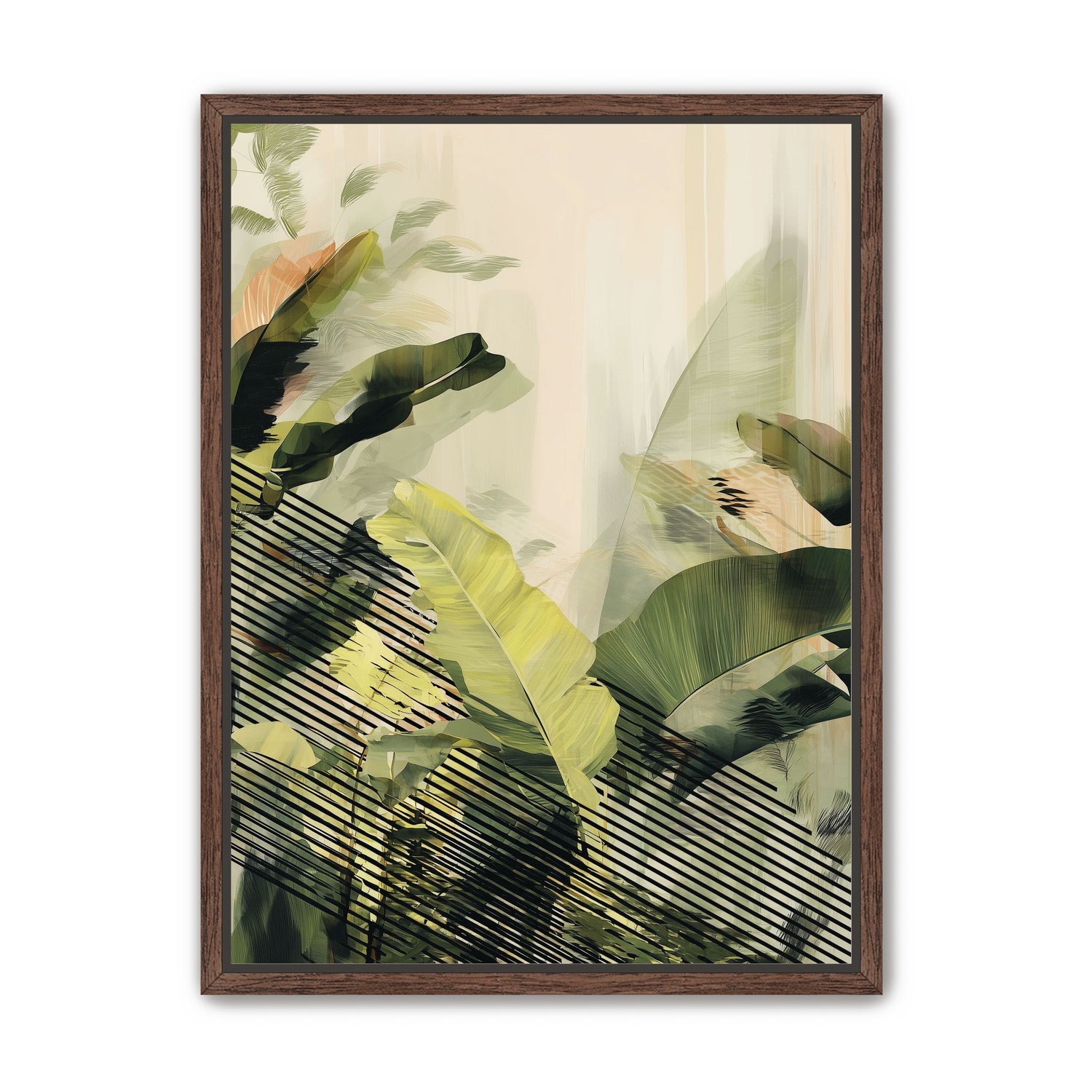 Green leaves over black stripes