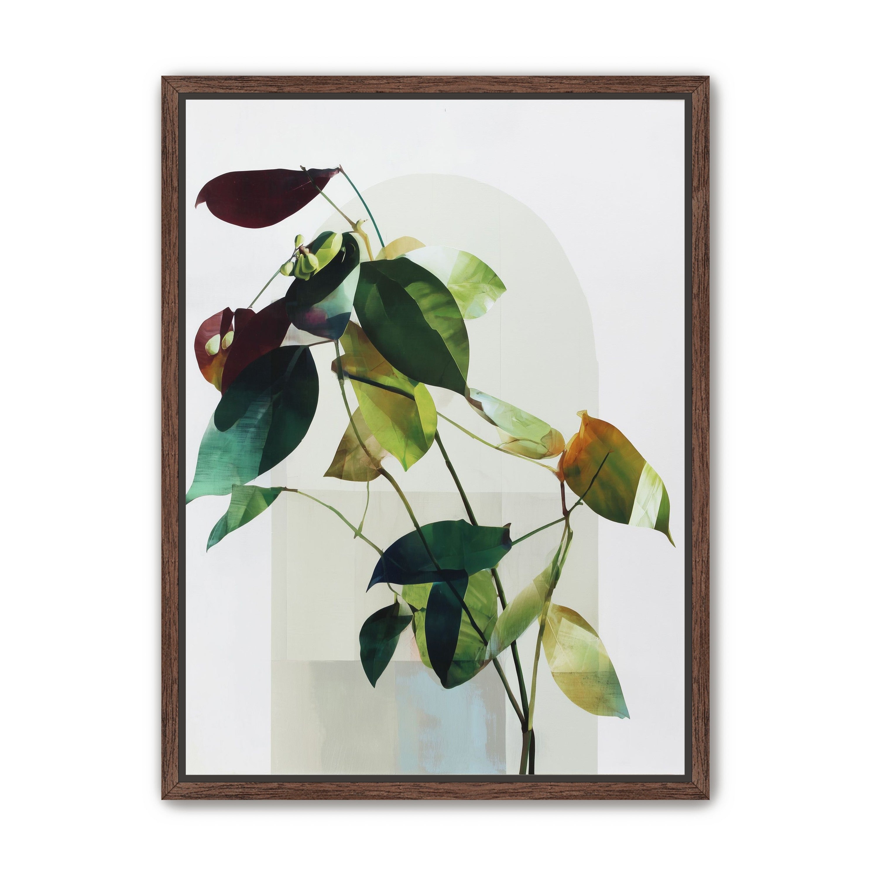 Leaves across a pale arch