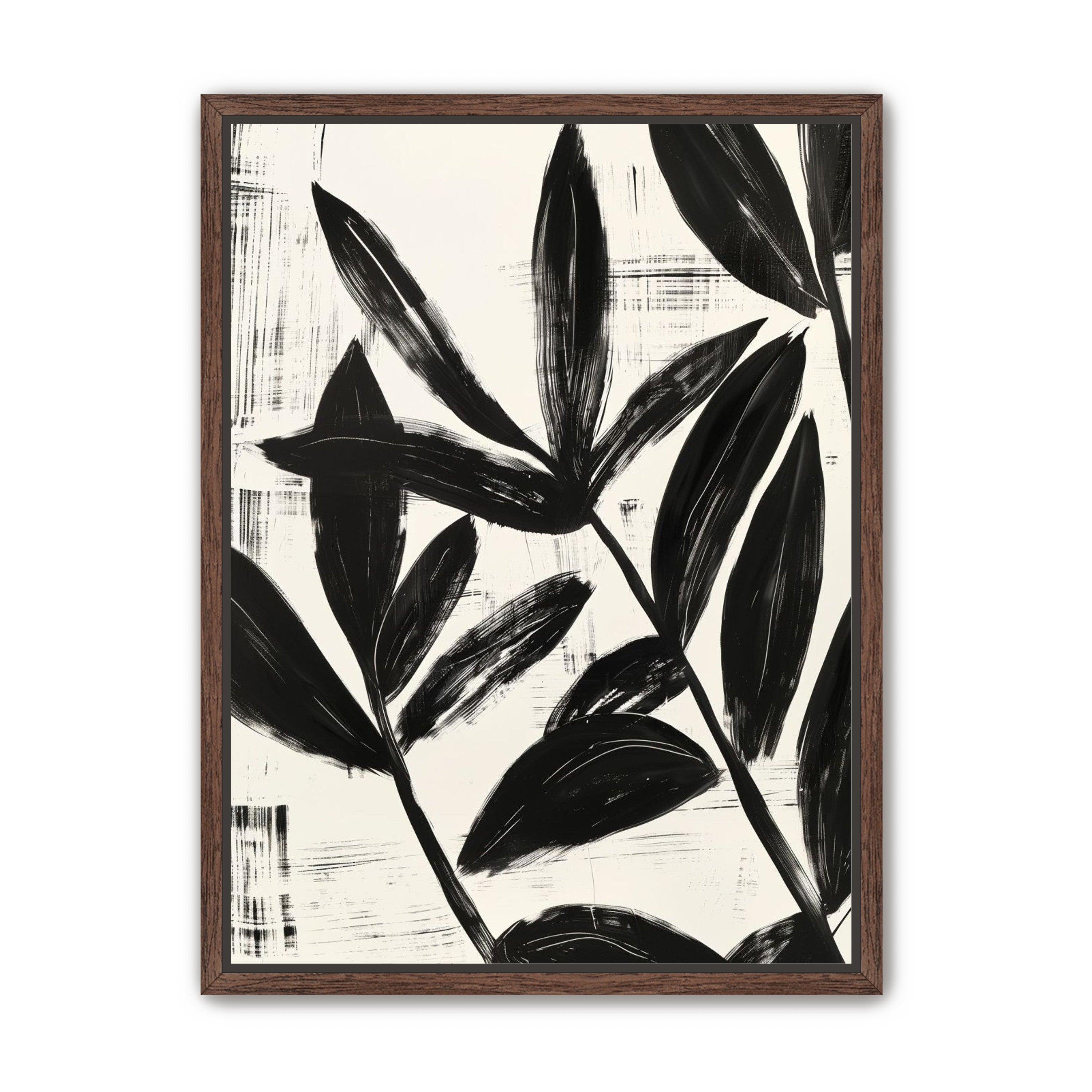 Black leaves on white grain