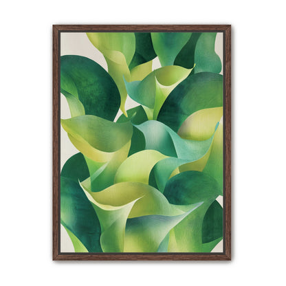 Overlapping curled green leaves