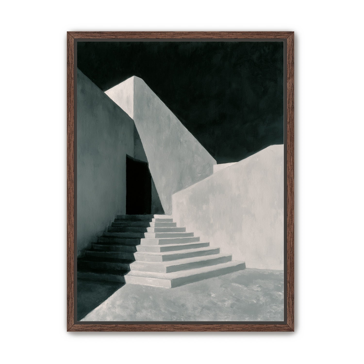 Stairs into the black doorway