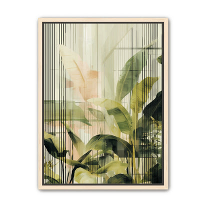 Green leaves in peach light