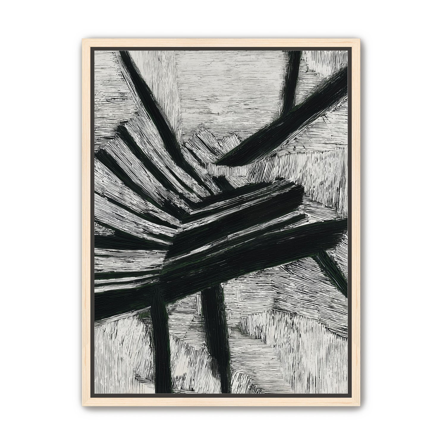 Black cuts through white grain