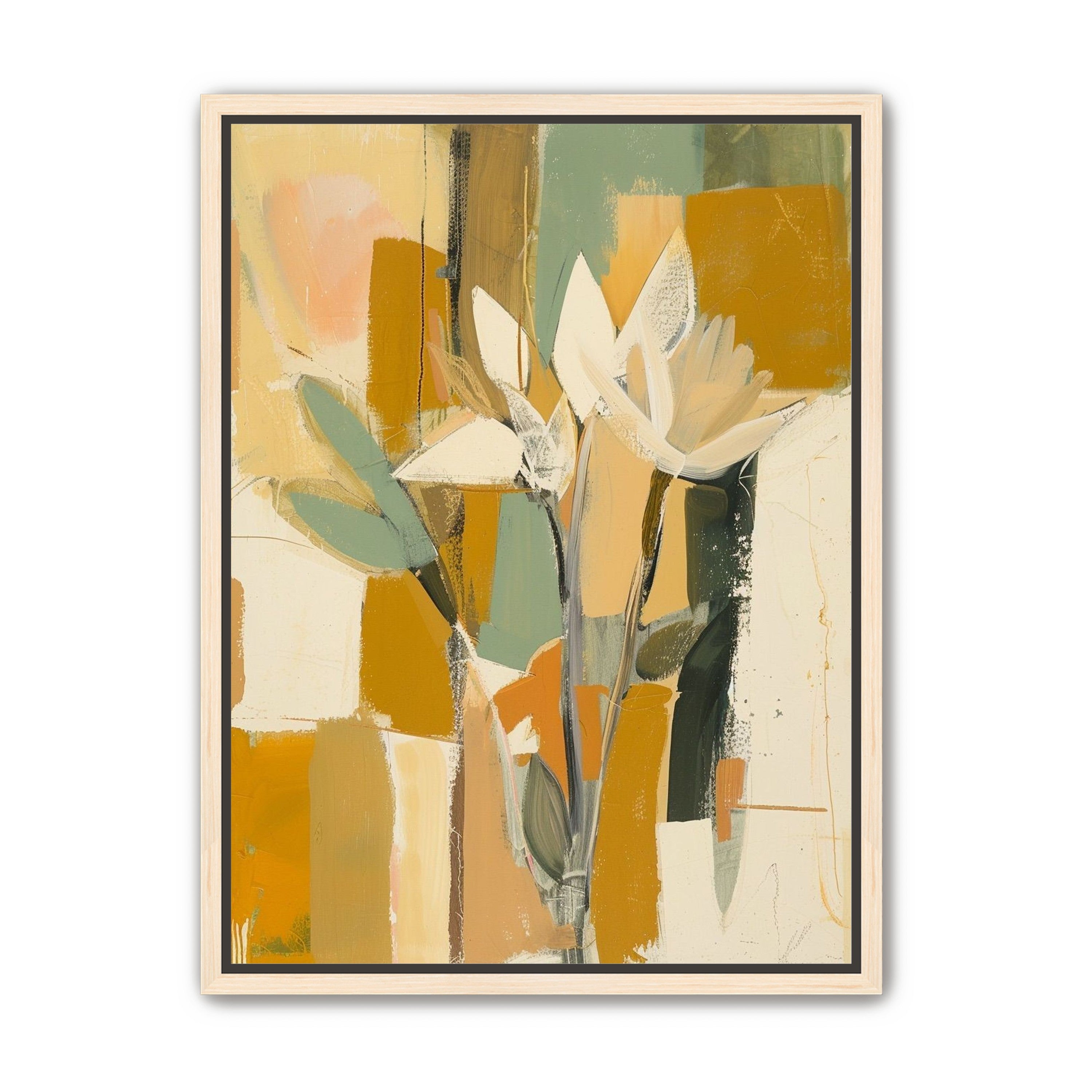 White flowers in ochre light