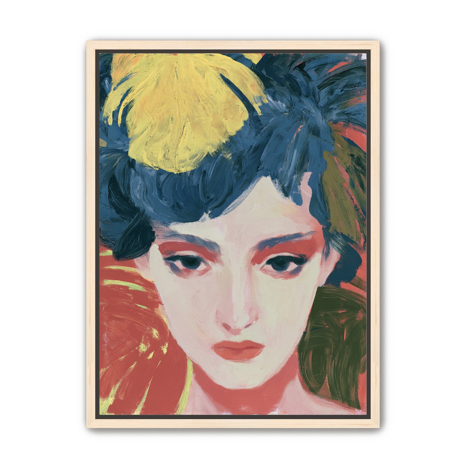 Yellow weight over her gaze