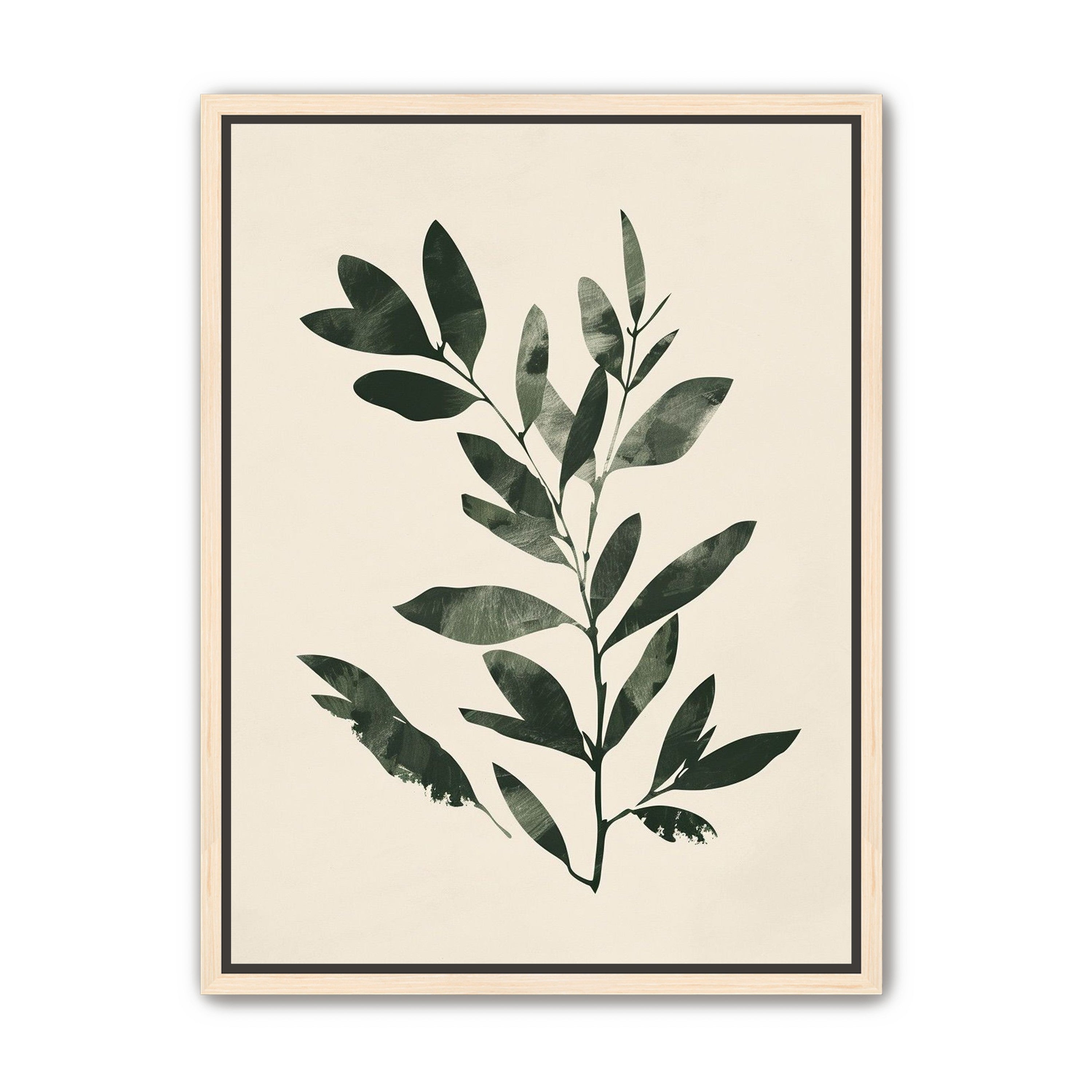Dark green leaves on cream