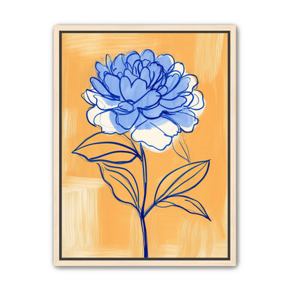 Blue Flower on Orange Field