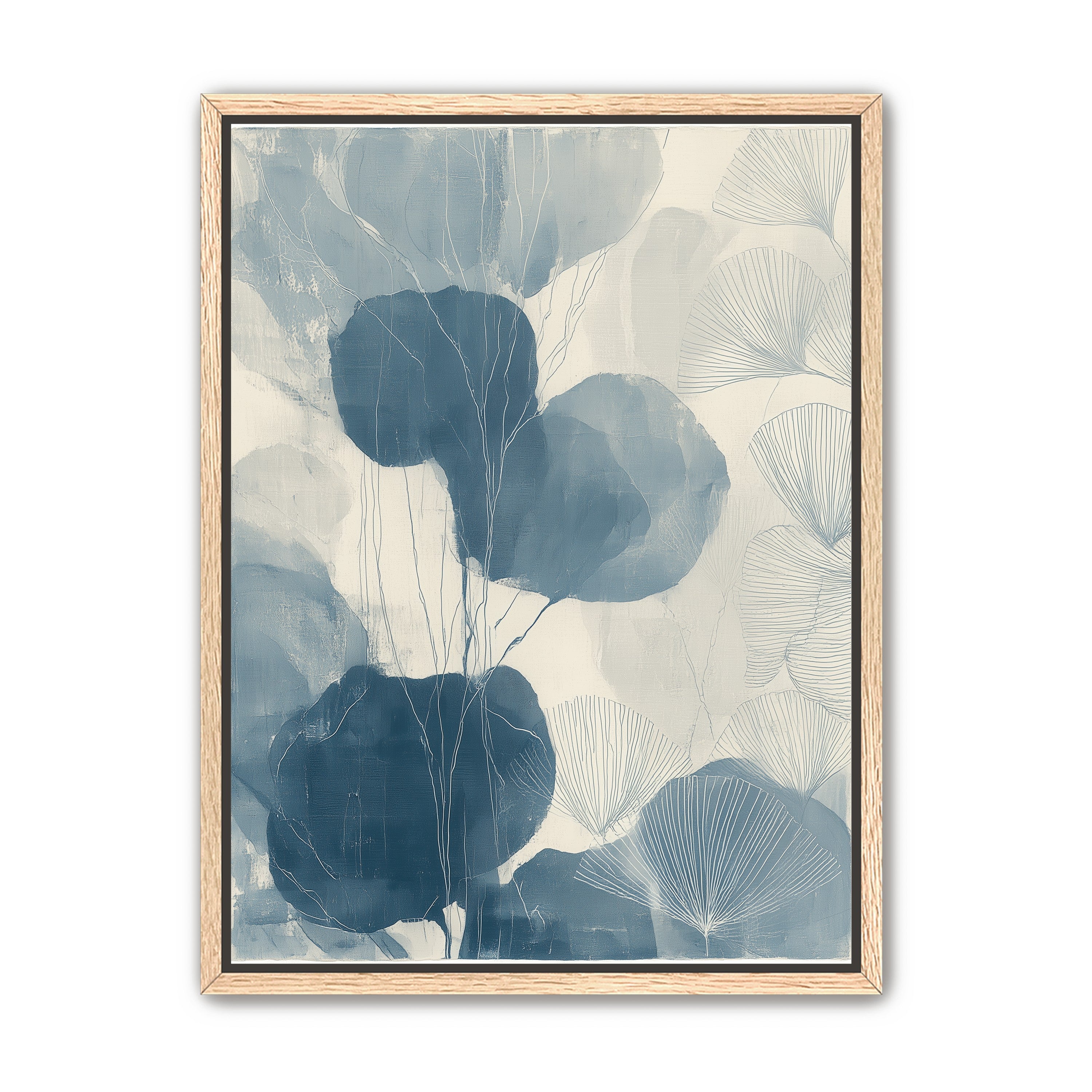 Ginkgo fans among round leaves