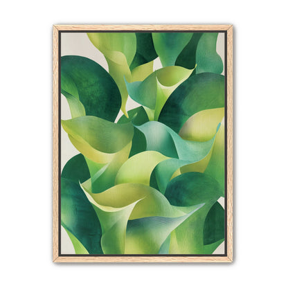 Overlapping curled green leaves
