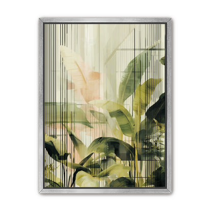 Green leaves in peach light