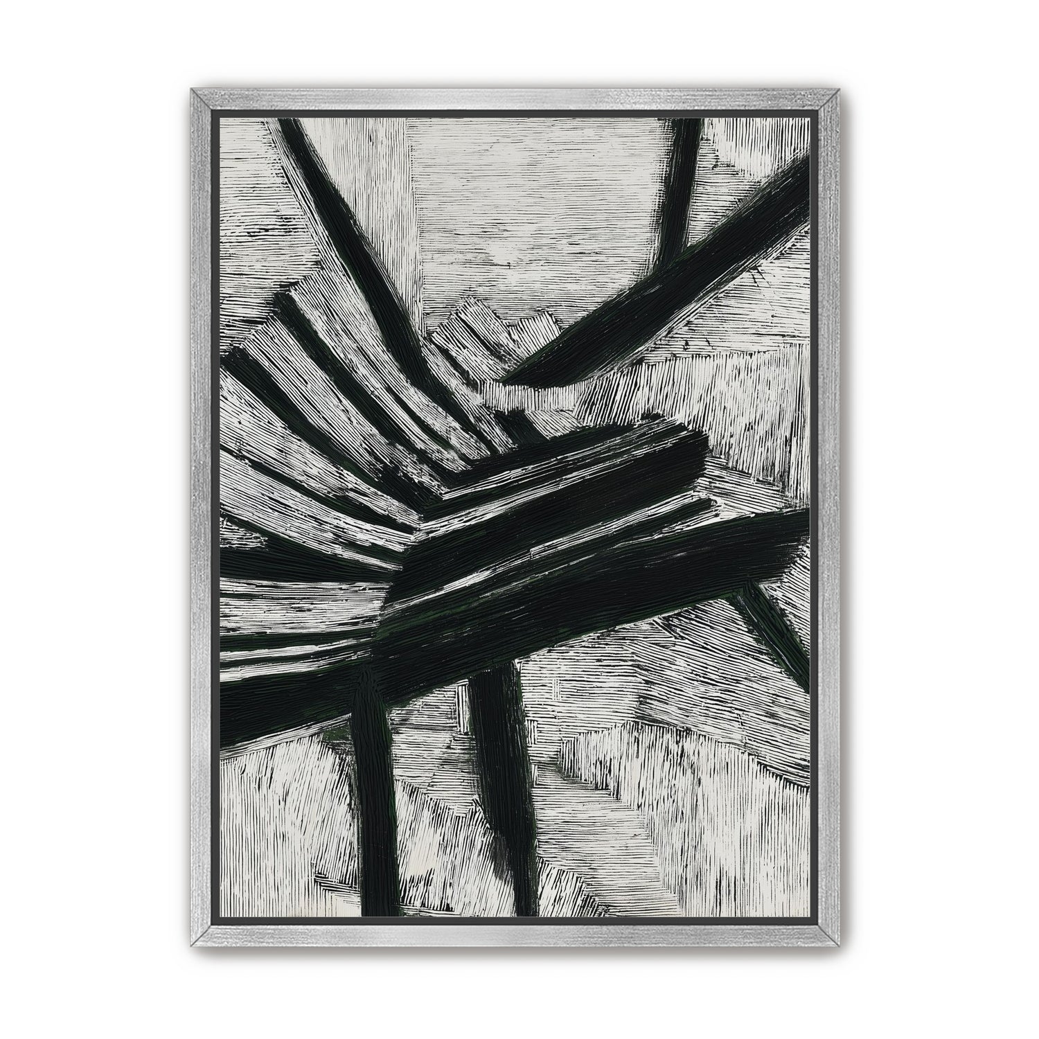 Black cuts through white grain