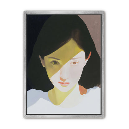 Yellow light across her face