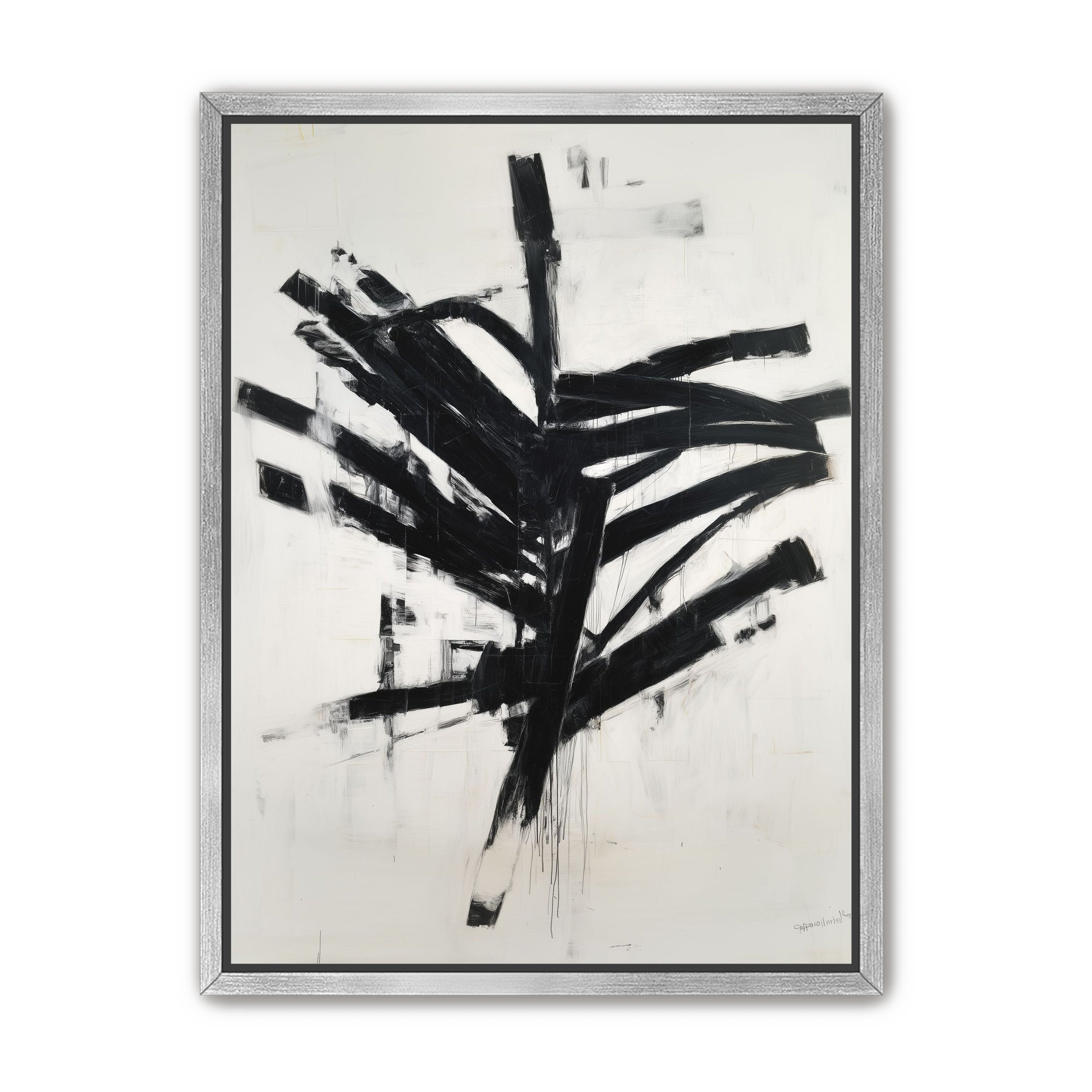 Black mass across white field