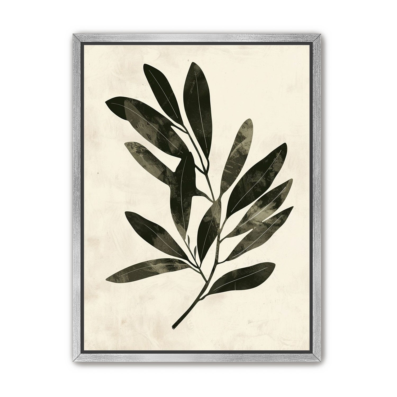 Charcoal leaves on ivory paper