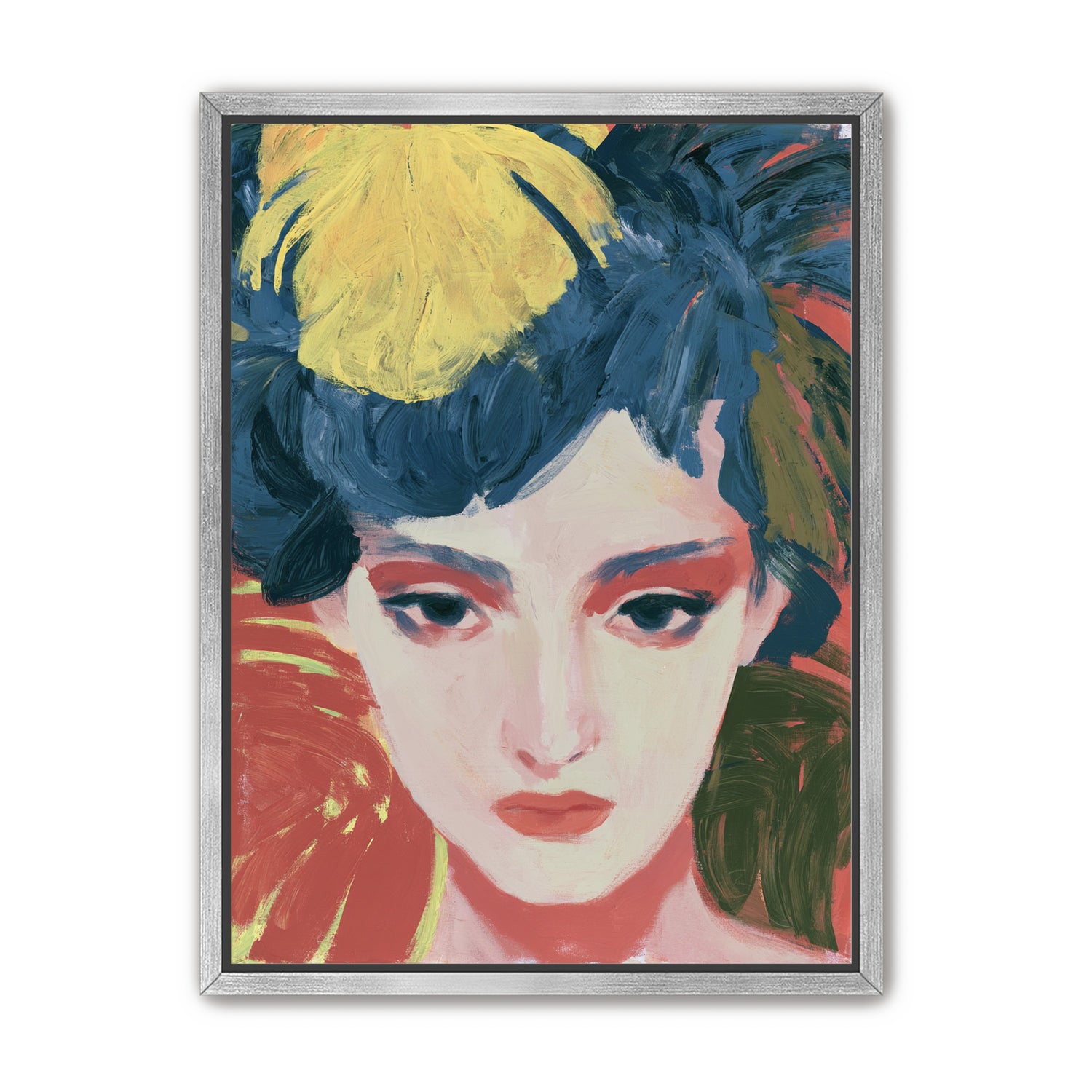 Yellow weight over her gaze