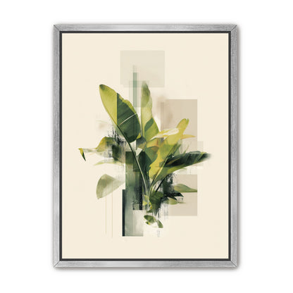 Green leaves among glassy blocks