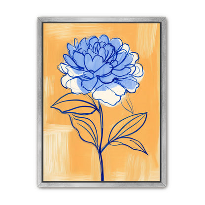Blue Flower on Orange Field