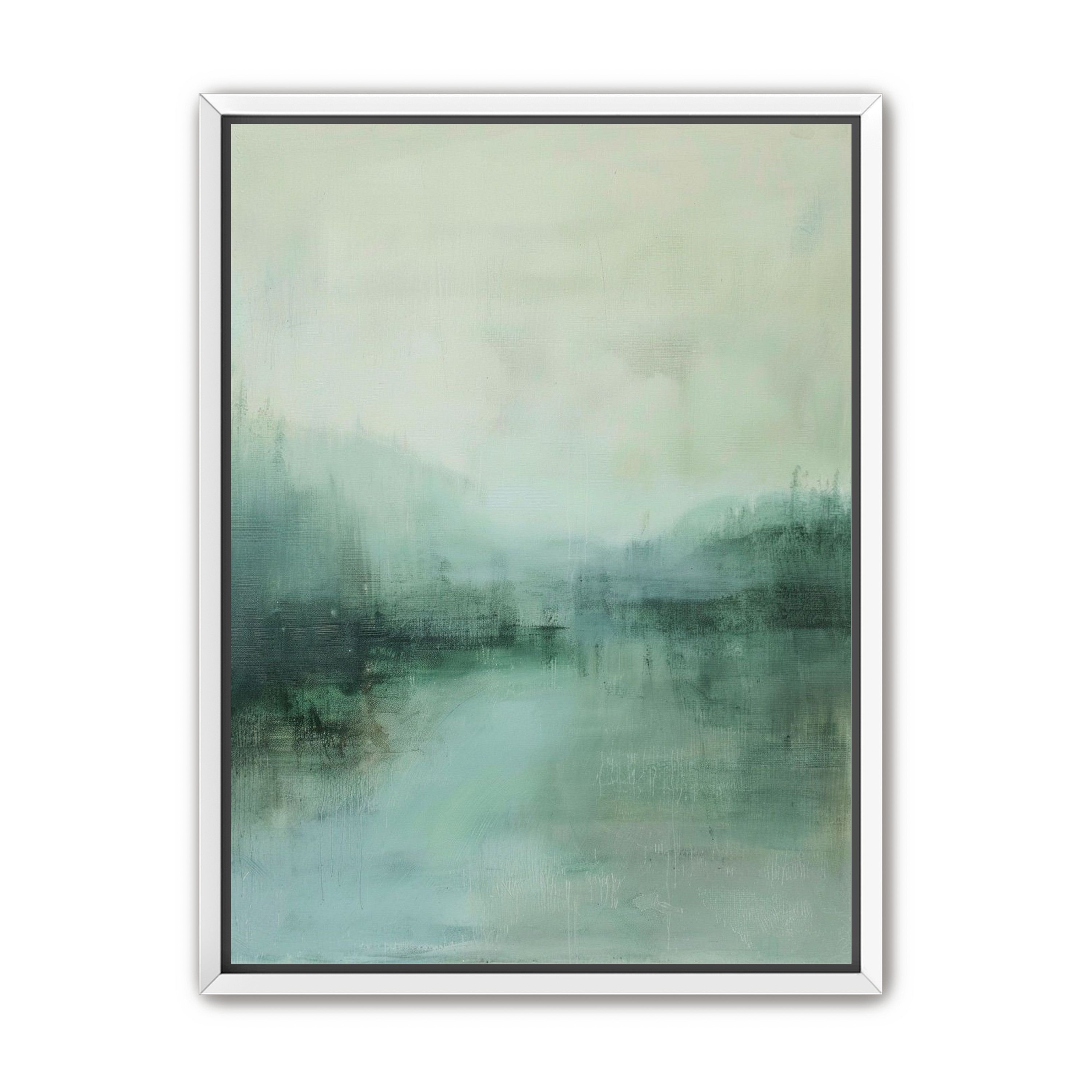 Misty harbor with boats