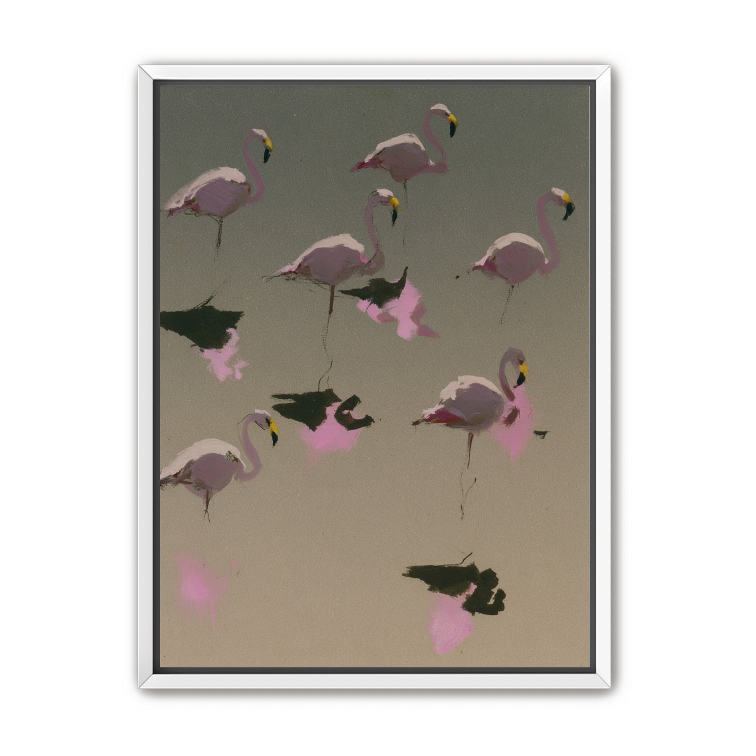 Flamingos in still water