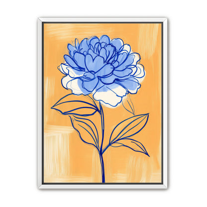 Blue Flower on Orange Field