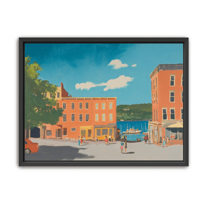 Sunlit street to the harbor