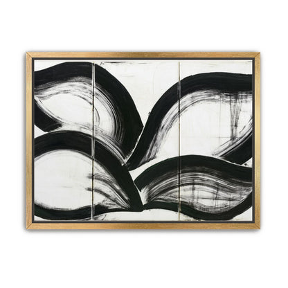 Black arcs across white panels