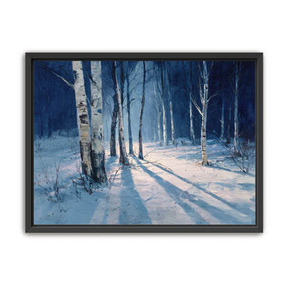 Snow Shadows Between Trunks