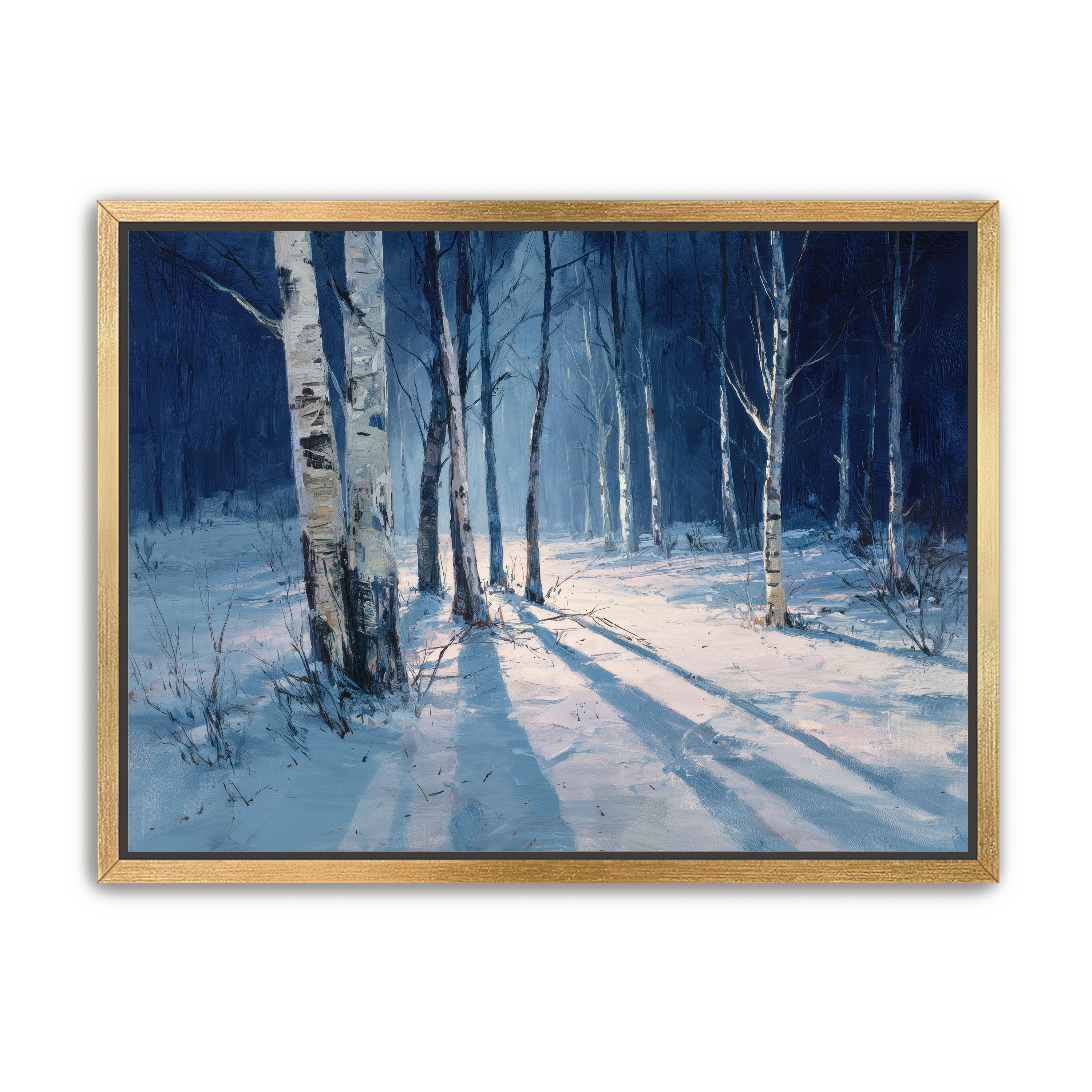 Snow Shadows Between Trunks