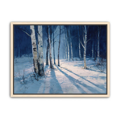 Snow Shadows Between Trunks