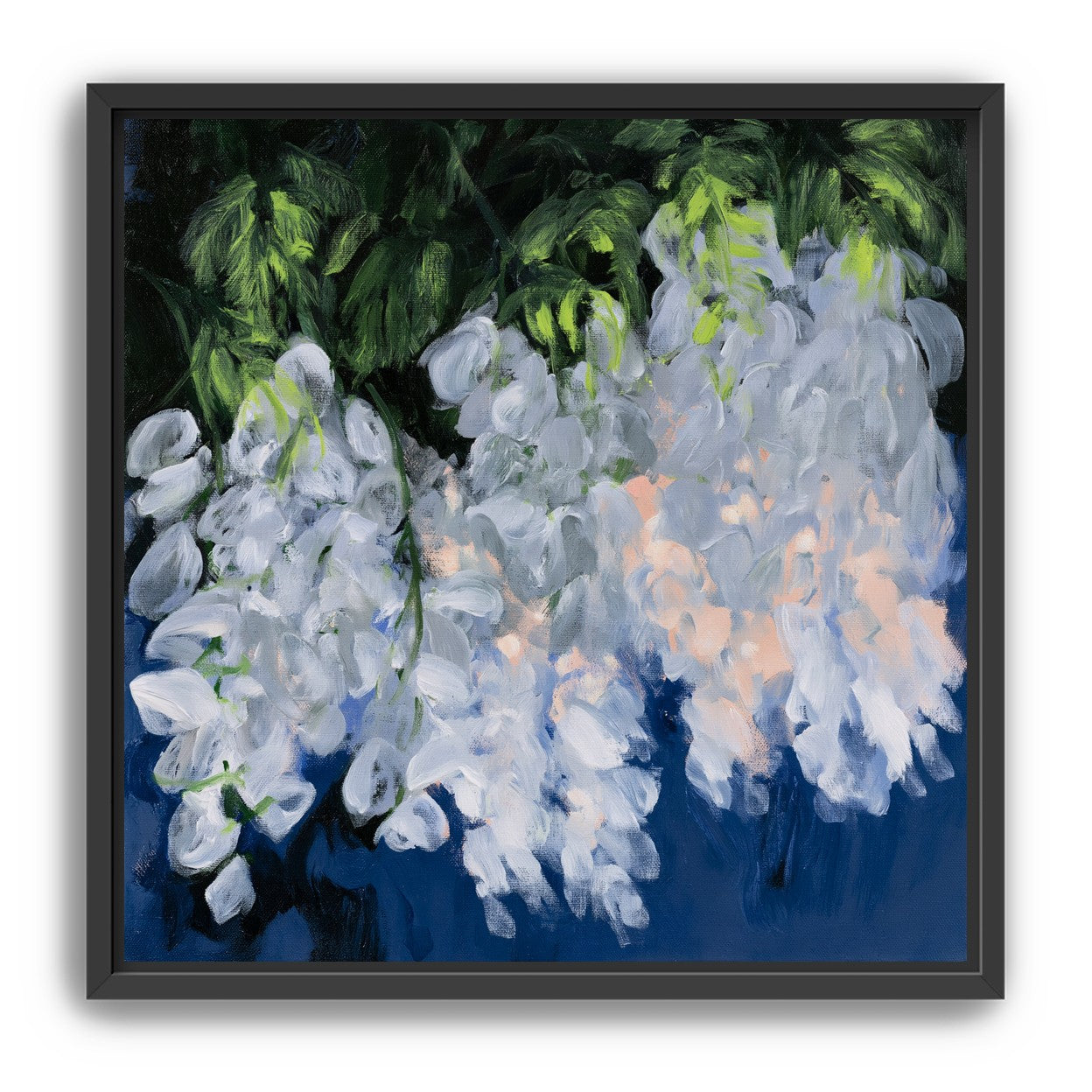 White blooms in blue shade
