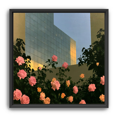 Roses against the glass wall