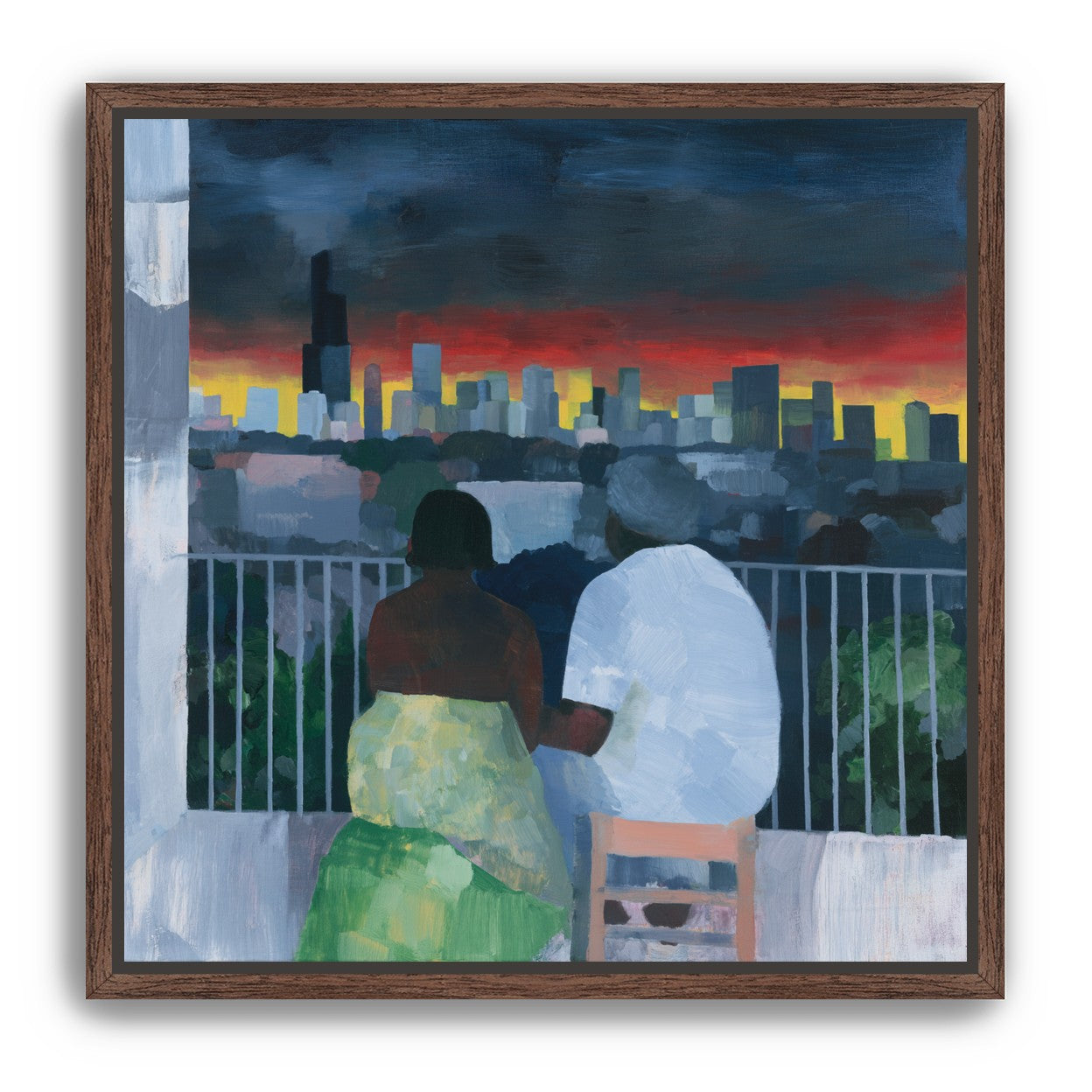 Two on the balcony at dusk