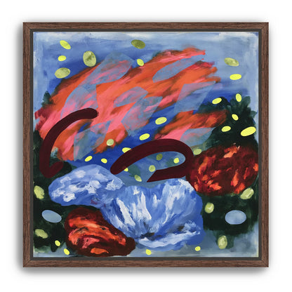 Layered brushstrokes with yellow ovals