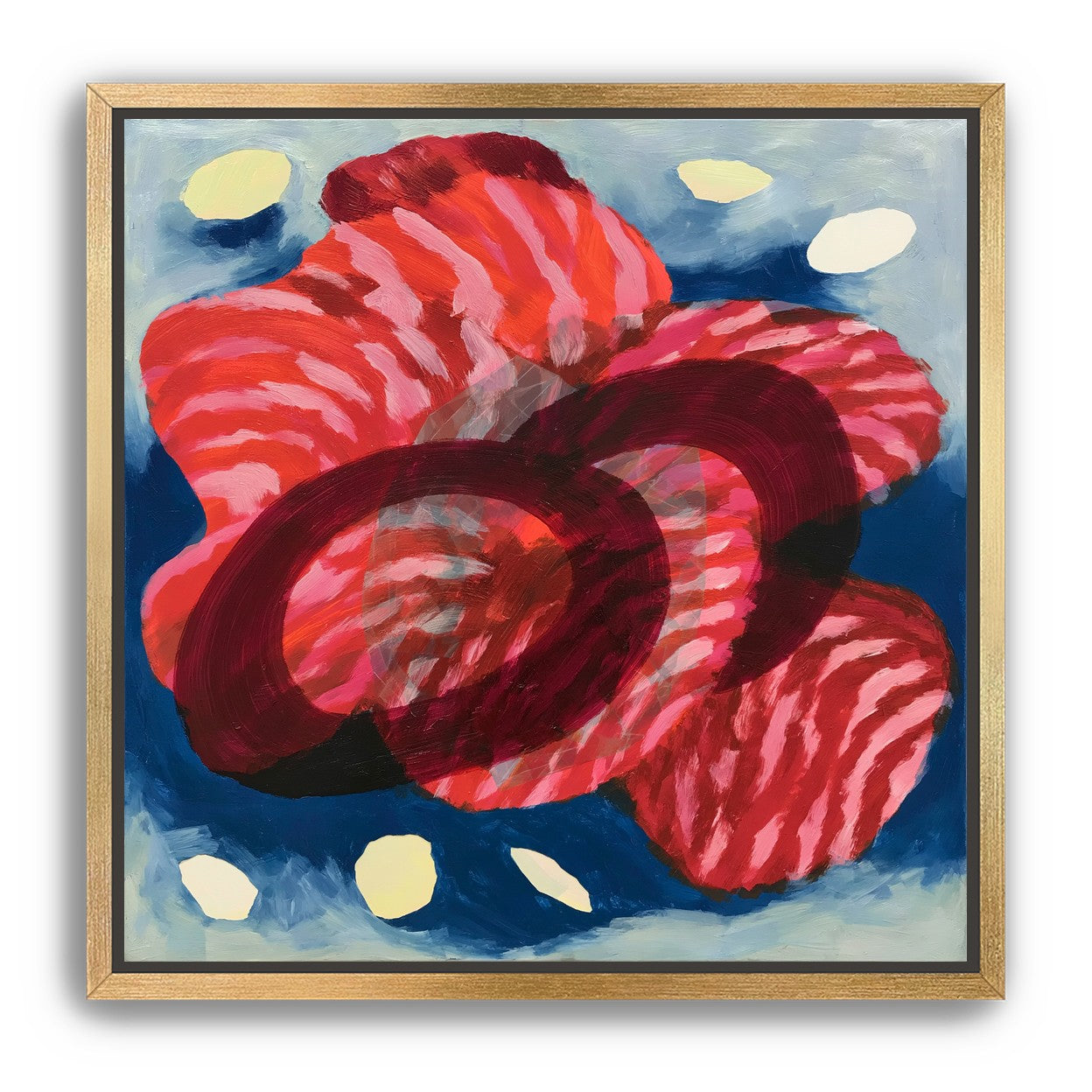 Red stripes pressing through blue