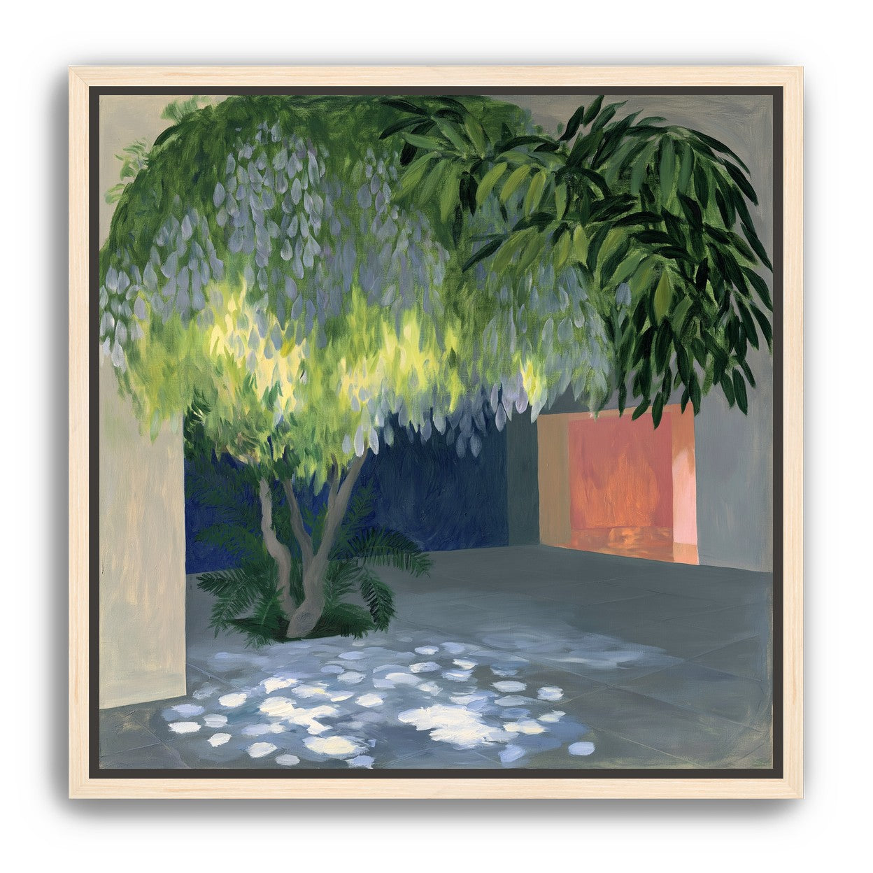 Spotted light under blossoms