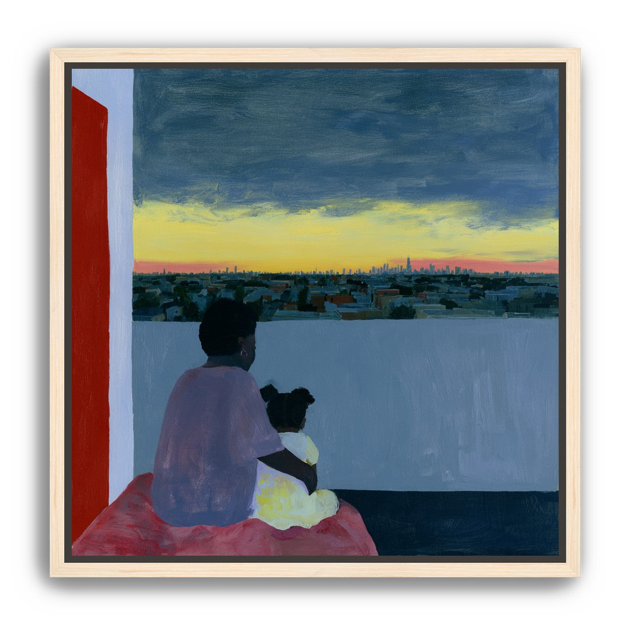 City lights beyond the parapet