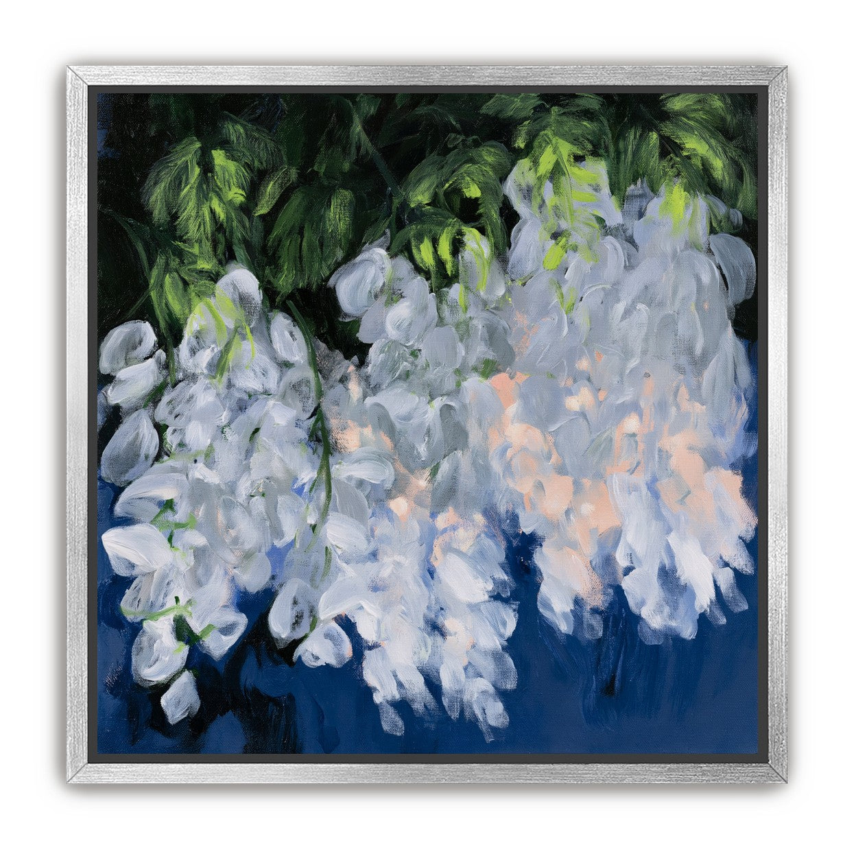 White blooms in blue shade
