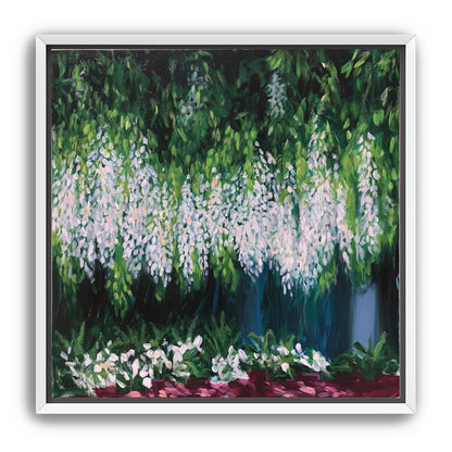 Pale blossoms in green shade