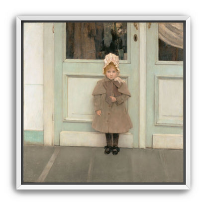 A child beneath pale doors