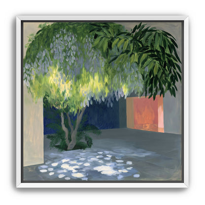 Spotted light under blossoms