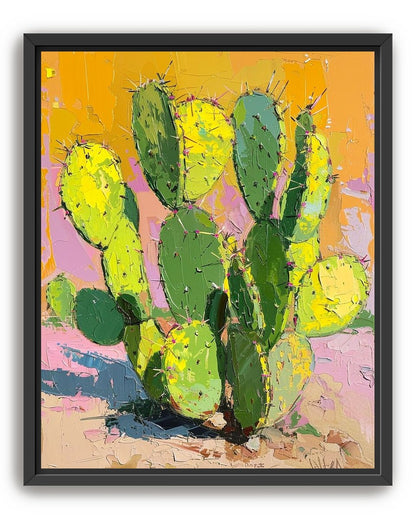 Thick paint on cactus pads